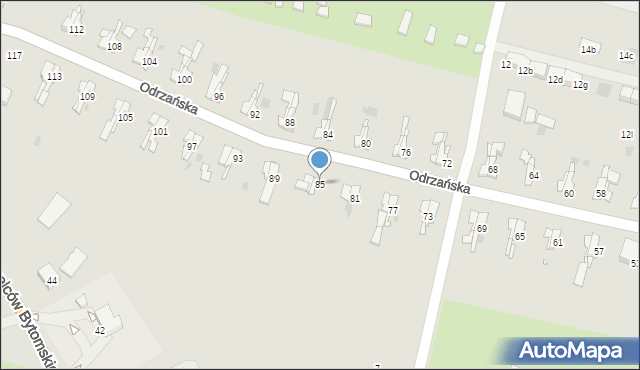 Bytom, Odrzańska, 85, mapa Bytomia