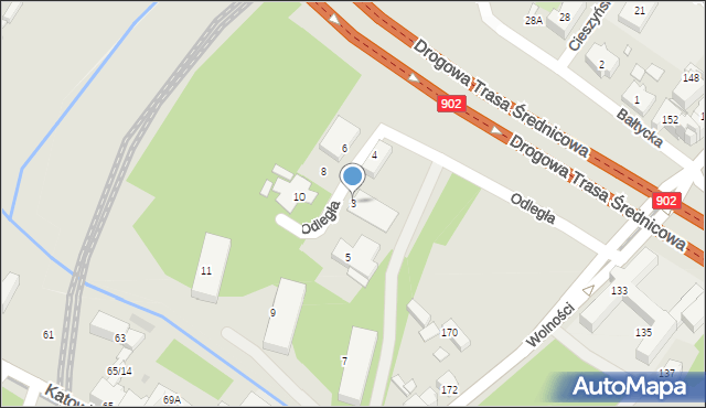 Chorzów, Odległa, 3, mapa Chorzów