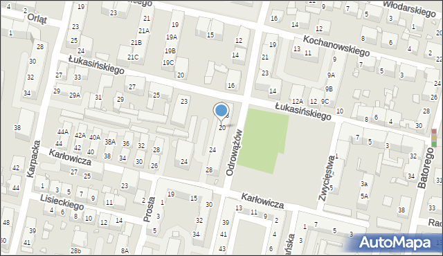 Chorzów, Odrowążów, 20, mapa Chorzów