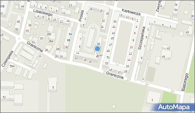 Chorzów, Odrowążów, 40, mapa Chorzów