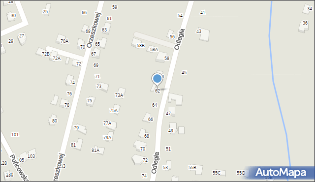 Cieszyn, Odległa, 62, mapa Cieszyna