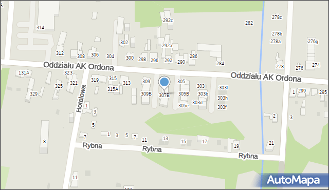 Dąbrowa Górnicza, Oddziału AK Ordona, 307B, mapa Dąbrowa Górnicza