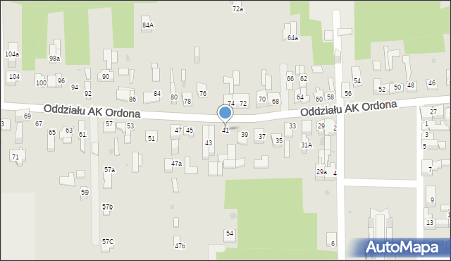 Dąbrowa Górnicza, Oddziału AK Ordona, 41, mapa Dąbrowa Górnicza