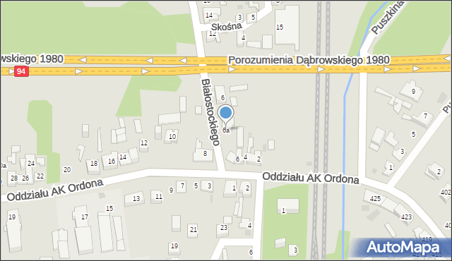 Dąbrowa Górnicza, Oddziału AK Ordona, 6a, mapa Dąbrowa Górnicza