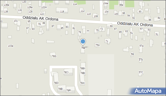 Dąbrowa Górnicza, Oddziału AK Ordona, 79a, mapa Dąbrowa Górnicza