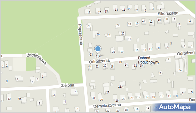 Dobroń, Odrodzenia, 21A, mapa Dobroń