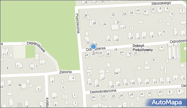Dobroń, Odrodzenia, 22a, mapa Dobroń