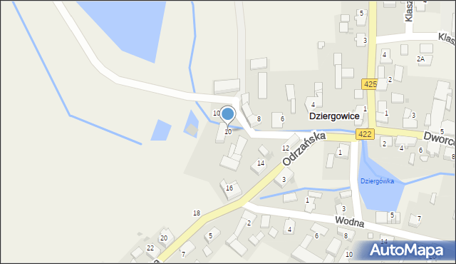 Dziergowice, Odrzańska, 10, mapa Dziergowice