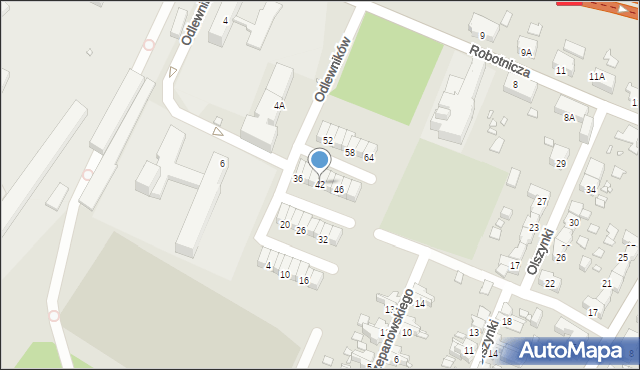 Gliwice, Odlewników, 42, mapa Gliwic