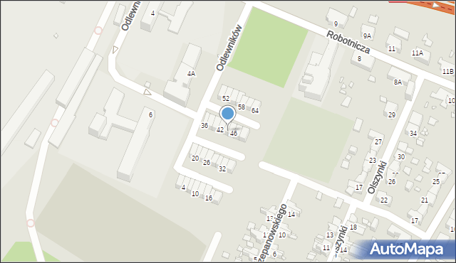 Gliwice, Odlewników, 44, mapa Gliwic