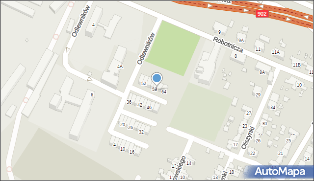 Gliwice, Odlewników, 60, mapa Gliwic