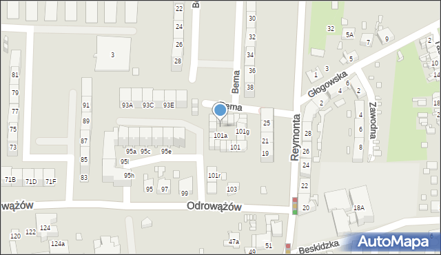 Gliwice, Odrowążów, 101b, mapa Gliwic