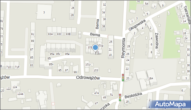 Gliwice, Odrowążów, 101m, mapa Gliwic