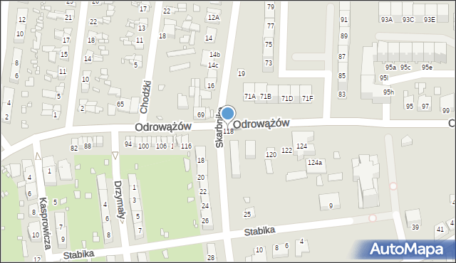 Gliwice, Odrowążów, 118, mapa Gliwic