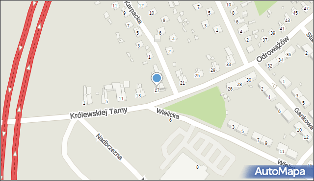 Gliwice, Odrowążów, 17, mapa Gliwic