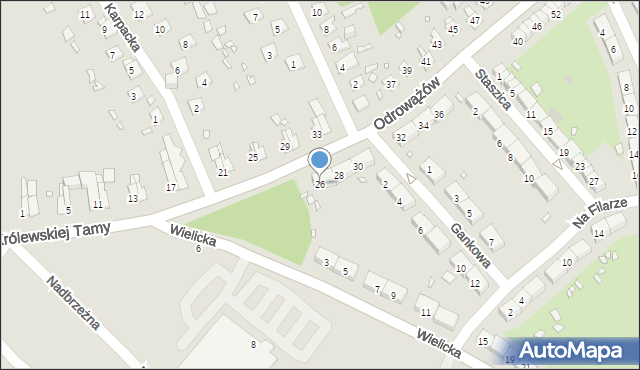 Gliwice, Odrowążów, 26, mapa Gliwic