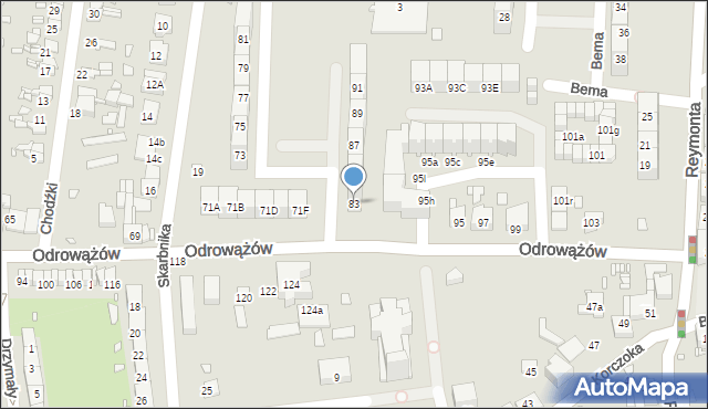 Gliwice, Odrowążów, 83, mapa Gliwic