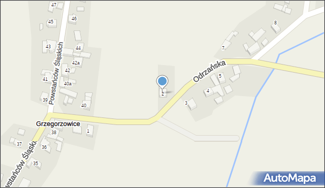 Grzegorzowice, Odrzańska, 2, mapa Grzegorzowice