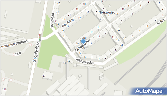 Katowice, Odrowążów, 15, mapa Katowic