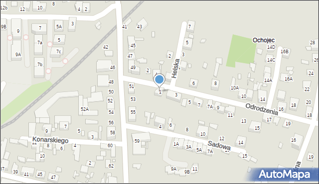 Katowice, Odrodzenia, 1, mapa Katowic