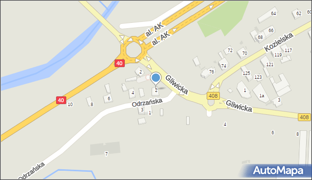 Kędzierzyn-Koźle, Odrzańska, 2, mapa Kędzierzyna-Koźle