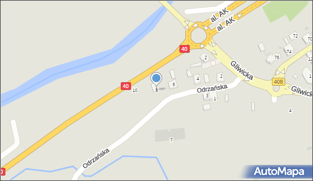 Kędzierzyn-Koźle, Odrzańska, 8, mapa Kędzierzyna-Koźle