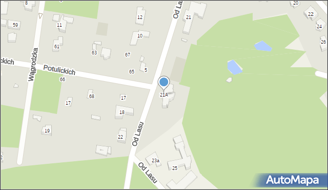 Konstancin-Jeziorna, Od Lasu, 21A, mapa Konstancin-Jeziorna