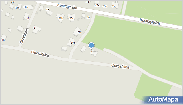 Kostrzyn nad Odrą, Odrzańska, 4, mapa Kostrzyn nad Odrą