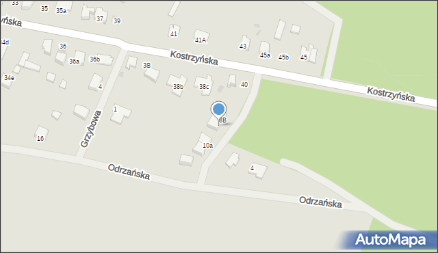 Kostrzyn nad Odrą, Odrzańska, 8a, mapa Kostrzyn nad Odrą