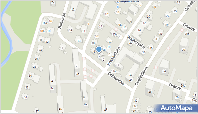 Kraków, Odrzańska, 7, mapa Krakowa