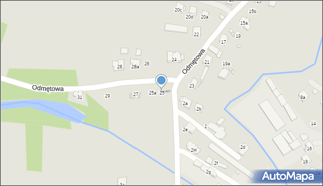 Kraków, Odmętowa, 25, mapa Krakowa