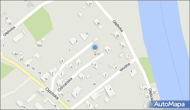 Krapkowice, Odrzańska, 5, mapa Krapkowice