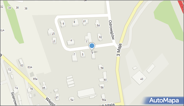 Krapkowice, Odrowążów, 3, mapa Krapkowice