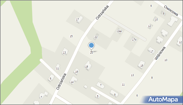 Księginice, Odrzańska, 20, mapa Księginice