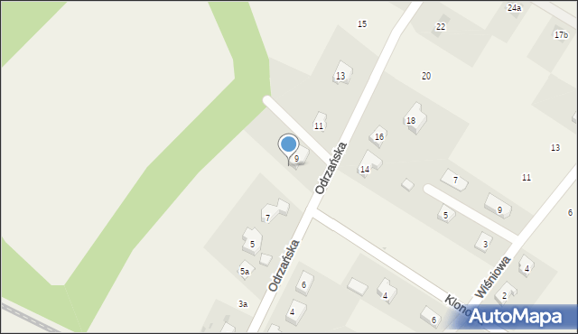 Księginice, Odrzańska, 9a, mapa Księginice