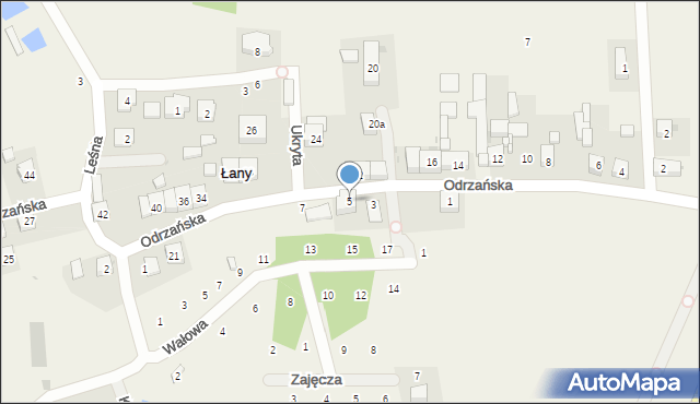Łany, Odrzańska, 5, mapa Łany