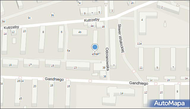 Łódź, Odolanowska, 40/44, mapa Łodzi