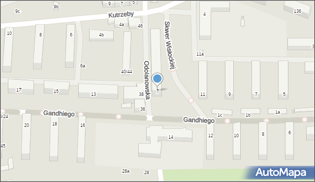 Łódź, Odolanowska, 7, mapa Łodzi