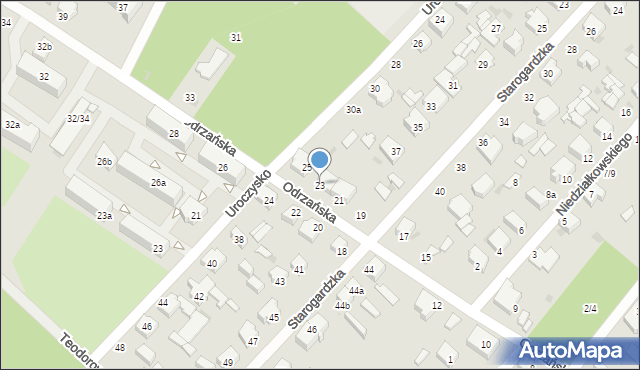 Łódź, Odrzańska, 23, mapa Łodzi