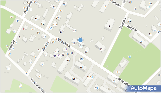 Łódź, Odrzańska, 41, mapa Łodzi