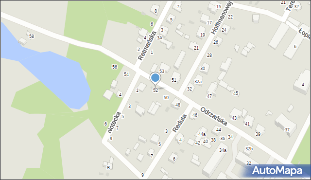 Łódź, Odrzańska, 52, mapa Łodzi