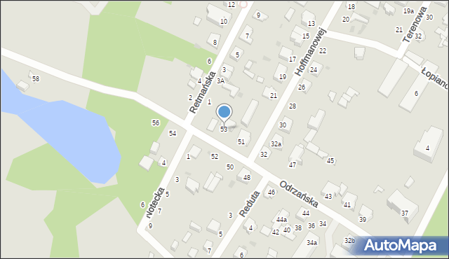 Łódź, Odrzańska, 53, mapa Łodzi