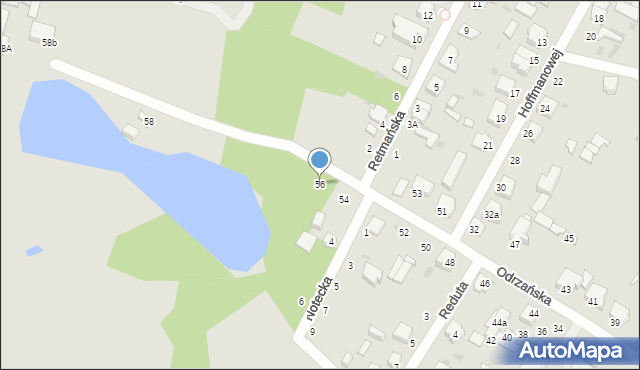 Łódź, Odrzańska, 56, mapa Łodzi