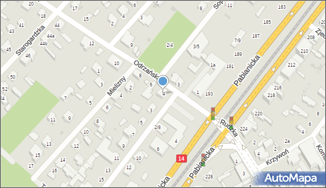 Łódź, Odrzańska, 4, mapa Łodzi