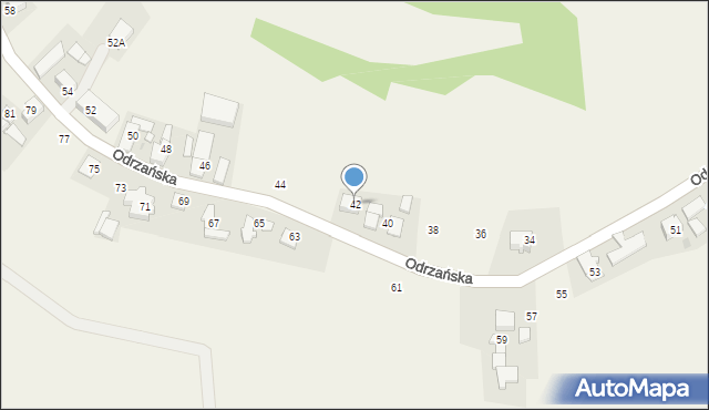 Miejsce Odrzańskie, Odrzańska, 42, mapa Miejsce Odrzańskie