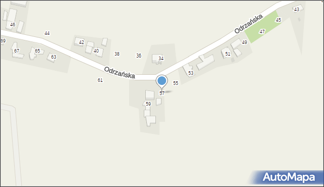 Miejsce Odrzańskie, Odrzańska, 57, mapa Miejsce Odrzańskie