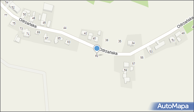 Miejsce Odrzańskie, Odrzańska, 61, mapa Miejsce Odrzańskie