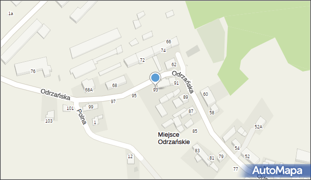 Miejsce Odrzańskie, Odrzańska, 93, mapa Miejsce Odrzańskie