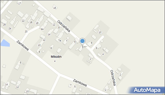 Mikolin, Odrzańska, 3, mapa Mikolin