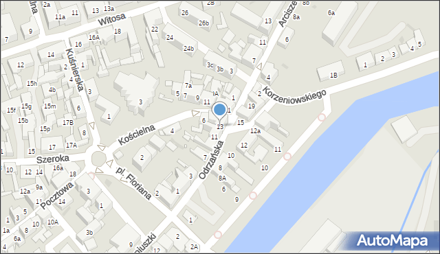 Nowa Sól, Odrzańska, 13, mapa Nowa Sól